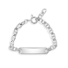 925 Sterling Silver Tag ID Identification Anchor Chain Link Bracelet For Kids