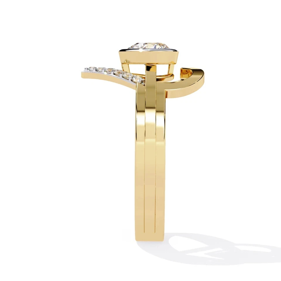 Anillo Promesa Mujer Moissanita Natural Diseño Corazón 2ct Chapado en Oro Amarillo 14k Foto 2 de 4