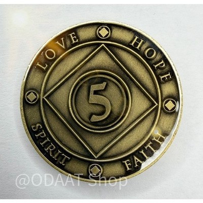 5 Jahre Narcotics Anonymous Medallion Bronze Plated NA Nüchternheit Münze