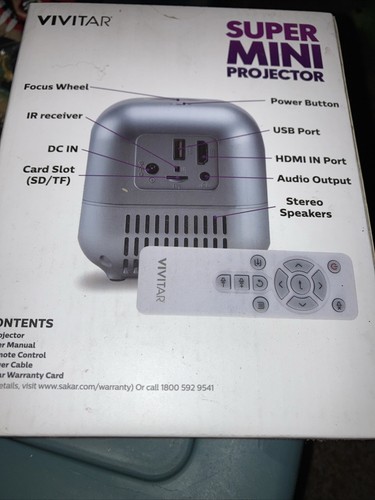 Vivitar Super Mini Projector 1080P, LED. Support FHD. New In Box Gray - Picture 4 of 5