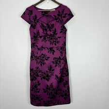 ModCloth Dress L Purple Black Velvet Floral Bodycon Party Whimsigoth Gothic Vtg