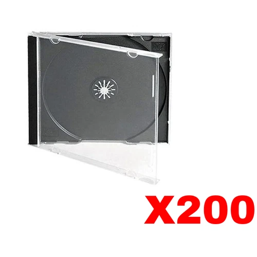 200 x CD JEWEL CASES COMPLETE WITH BLACK TRAYS / HIGHEST PREMIUM QUALITY