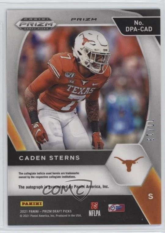 2021 Panini Prizm Draft Picks Blue Shimmer /13 Caden Sterns #DPA-CAD Auto - Image 2 of 2