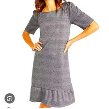 Ann Taylor Grey Glen Plaid Flounce Hem Shift Dress XXS NWT 554488