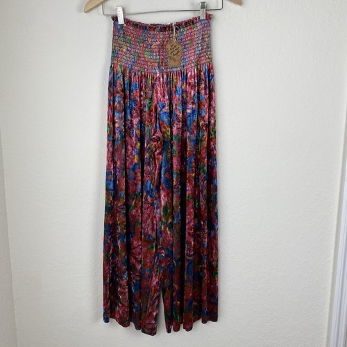 Natural Life S Samthose gesmokt weites Bein Whimsigoth Fee Grunge Blumen - Bild 3 von 10