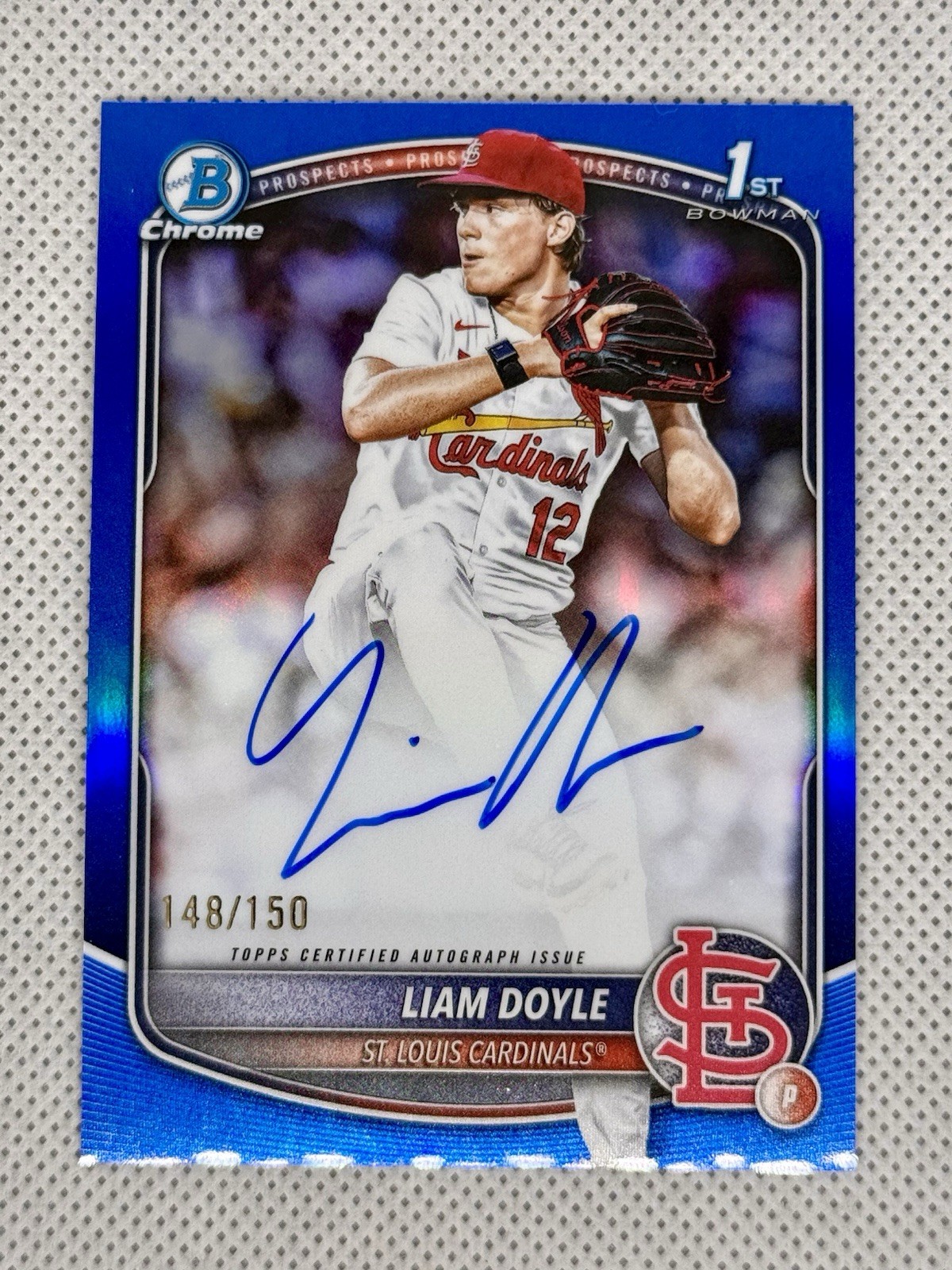 2025 Bowman Draft Liam Doyle 1st Chrome On Card Auto True Blue Refractor /150 SP