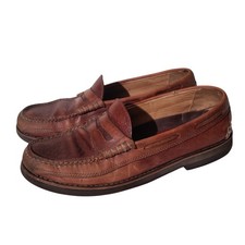 LL Bean Brown Leather Penny Loafers 10 D Magic Soft 0ASH2 Slip On Shoes - Fair