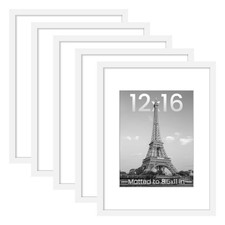 upsimples 12x16 Picture Frame Set of 5, Display Pictures 8.5x11 12x16, White