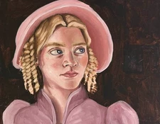 acrylic painting on canvas board from movie emma portrait of woman original