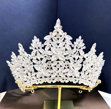 Quinceanera Crown, Crystal Crown, Crystal Bridal Tiara, Silver Wedding Crown