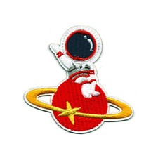 Astronaut on Planet Embroidered Iron On Patch Retro Space Appliqu