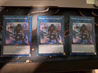 Yu-gi-oh 3x Donner Dolch Fellsöldner 1.Auflage Deutsch