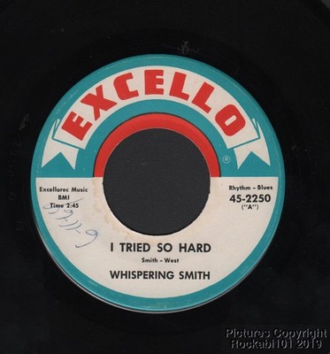 Hear 1964 Whispering Smith Swamp Blues 45 - I Tried So Hard b/w Cryin' Blues