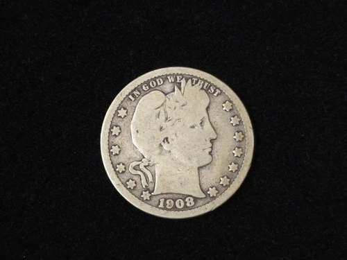1908-D Barber Silver Quarter Very Good 160501