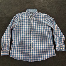 Nautica Blue Plaid Long Sleeve Cutton-Up Shirt Men's 2XL
