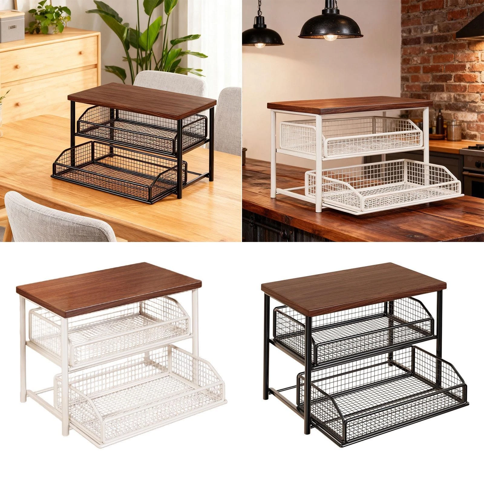 Coffee Organizer Station Countertop Shelf Organizer Spices Rack Coffee Counter
