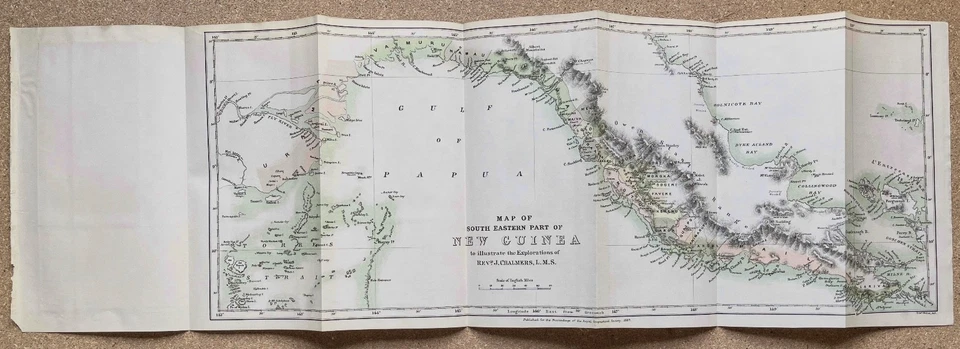 Mapa antiguo de la parte sureste de Papúa Nueva Guinea 1887 Foto 2 de 4