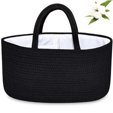 Diaper Caddy Organizer, Boho Rustic Cotton Rope Nursery Baby Basket, Changing...