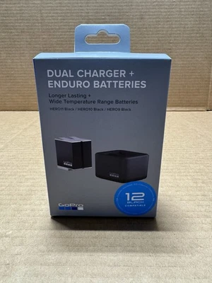 GoPro Dual Battery Charger + 2 Enduro Batteries Hero Black 9,10,11,12 Compatible