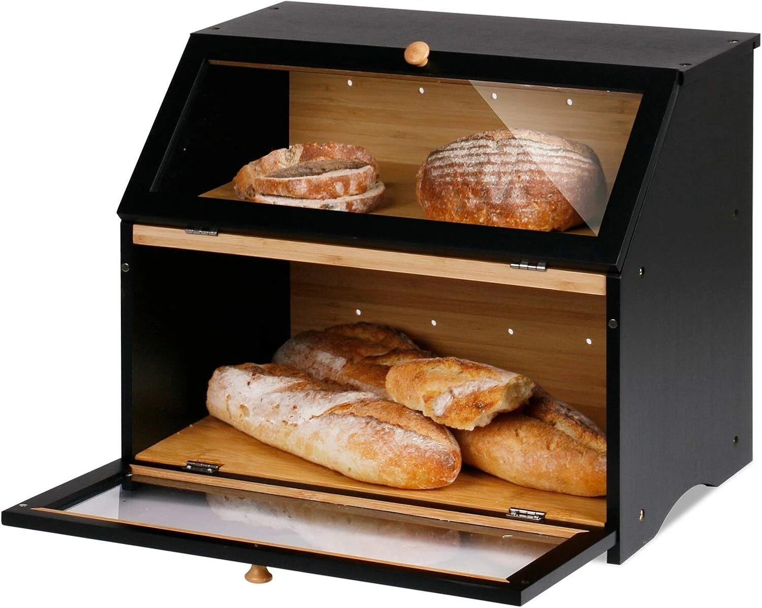 Double Layer Large Bread Box Kitchen Counter Large Capacity Bread Storage Bin