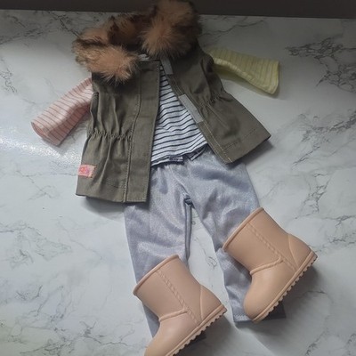 Our Generation Fun Fur Herbst Outfit Boots Gillet Deluxe