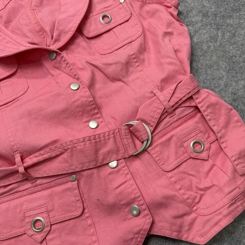 Ruby Rd. Denim Vest Womens Pink 12 Sleeveless Button Up Collar - Picture 2 of 7