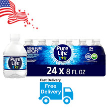Pure Life Purified Water Bottles, 24 Pack Plastic Bottles - 8 Fl Oz