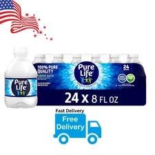 Pure Life Purified Water Bottles, 24 Pack Plastic Bottles - 8 Fl Oz