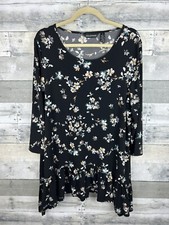 Nina Leonard 1X Long Sleeve Floral Boho Blouse/Tunic