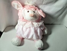 Fisher Price Puffalumps Sheep - White w/Pink Hearts Dress 8005 15" 1986