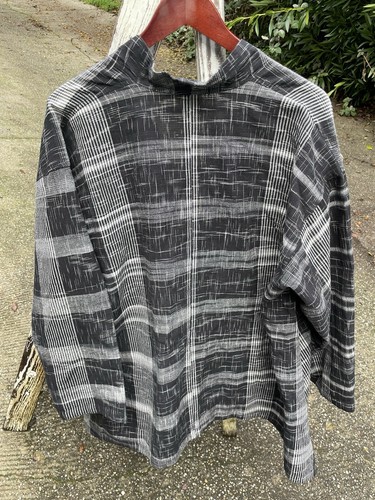 Yasuko Kurisaka Jacket Cardigan Lagenlook Woven Cotton One Size Black White - Picture 9 of 10
