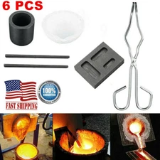 6PCS Graphite Ingot Crucible Mold Set Torch Melting Tools Kit for Gold & Silver