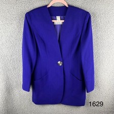 Saks Fifth Avenue Women's Sz 6 Virgin Wool Vintage Double Breasted Blue Blazer