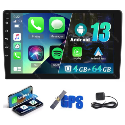 9 Inch 2 Din Android 13 Apple Carplay 4+64GB Car Stereo Radio GPS Navi WiFi BT