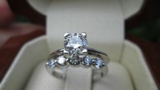 2Ct White Round Cut CZ Engagement Wedding Ring Set In 925 Sterling Silver