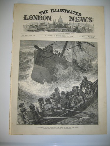 1874 Foundering of the Steam Ship La Plate Bay of Biscay Wood Antique PRINT - Picture 2 of 3