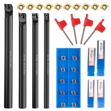 4pcs Boring Bar Set S07K/S08K/S10K/S12M-SCLCR06+ 4pcs wrenches and 10pcs Inserts