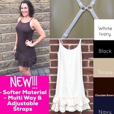 Double Ruffle Dress Extender Layered Slip Tiered Multi Way Straps Crisscross