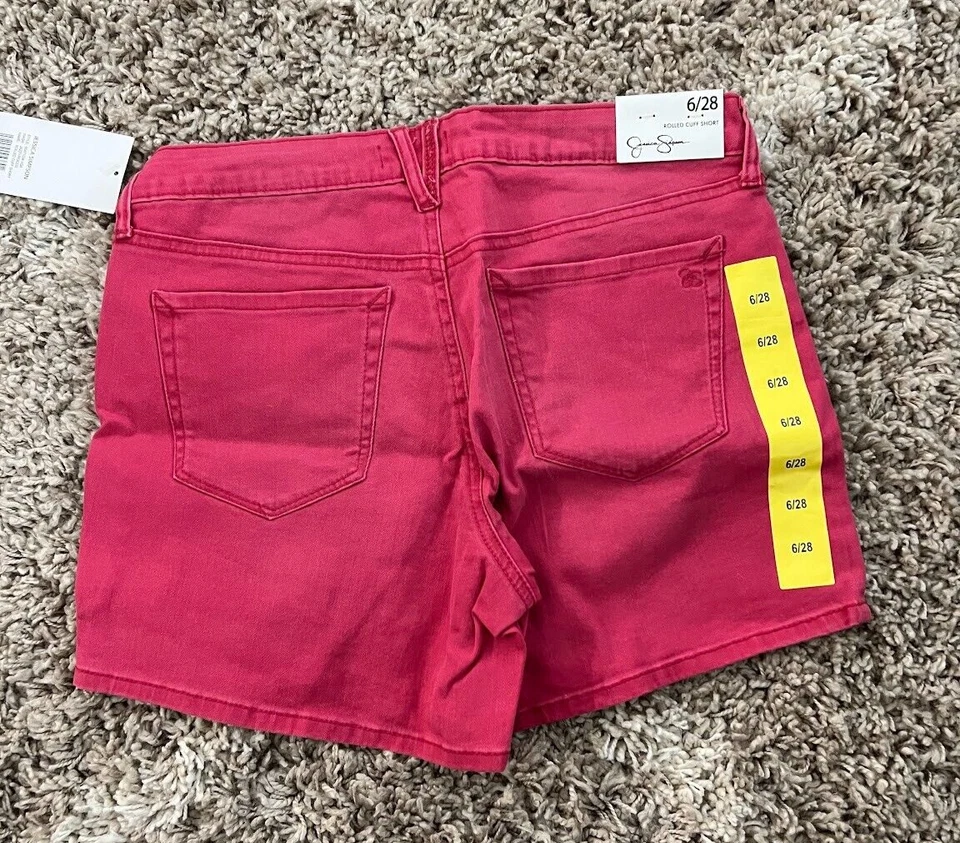 Pantalones Cortos Jessica Simpson Mujer Puño Redondo Azul Denim Jeans Talla 6 Foto 2 de 4