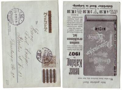 24851 postal stationery postcard postage stamp catalogue Gebrüder Mustard in Leipzig 1907