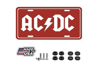AC DC METAL LICENSE PLATE MUSIC NUMBER FRONT TAG - RED - NEW | eBay