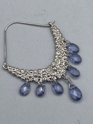 SCAD The Limited Chandelier Pierced Earrings Faux Amethyst Teardrops Silver Tone - Picture 3 of 9