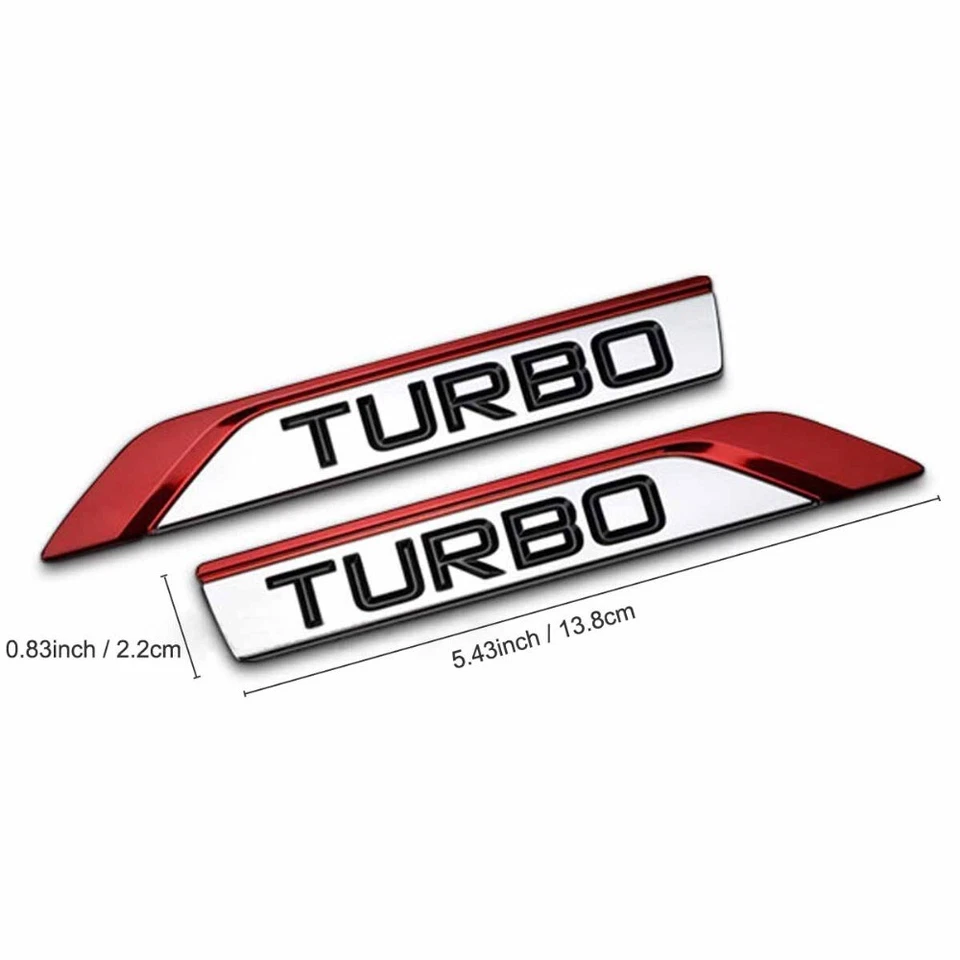 2 piezas Coche 3D Turbo Logo Emblema Insignia Metal Adhesivo Guardabarros Lateral Calcomanía Accesorios Foto 2 de 4