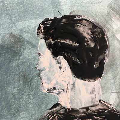 Original signiertes Portrait Acryl Skizze Gemälde A3