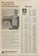 1964 Weyerhaeuser Farm Building Plan Design PRINT AD Rural Dealer List VTG 1960s