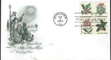 CHRISTMAS FLOWERS 1964 POINSETTIA FIRST SETENANTS  ARTMASTER CACHET FDC UNADDR