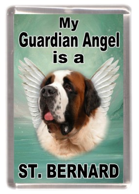 Bernhard Hund Kühlschrankmagnet ''''Mein Schutzengel ist ein ST. BERNARD'''' von Starprint