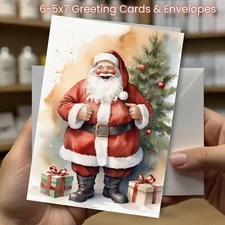 Christmas Greeting Cards w/ Envelope - Set of 6 -5x7 Cards & Envelopes #001