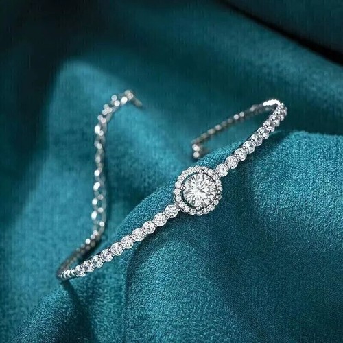 Gorgeous White Lab Created Diamond Tennis Bracelet VVS1 Certified Ideal Gift - 第 1/5 張圖片