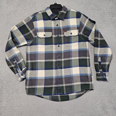 Orvis Shirt Jacket Mens Medium Soft Flannel Plaid Gray Blue Green Heritage  | eBay